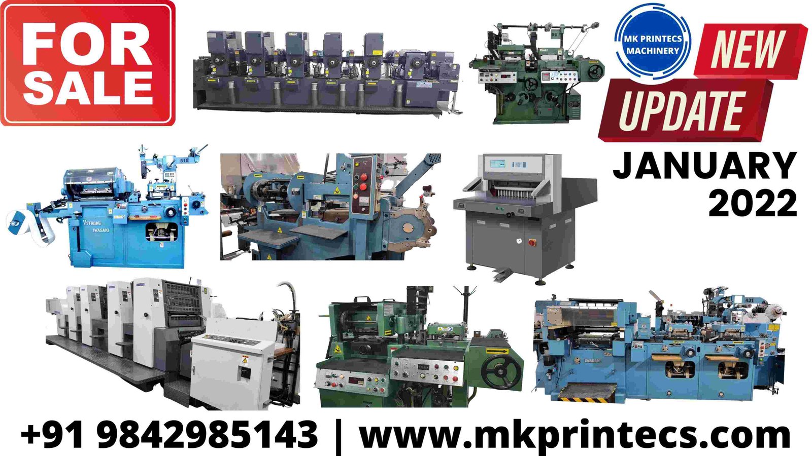 STOCK UPDATE - JANUARY 2022 ! ! ! MK PRINTECS MACHINERY | ALL KIND OF PRINTING MACHINE - IMPORTER, EXPORTER & SUPPLIER IN INDIA