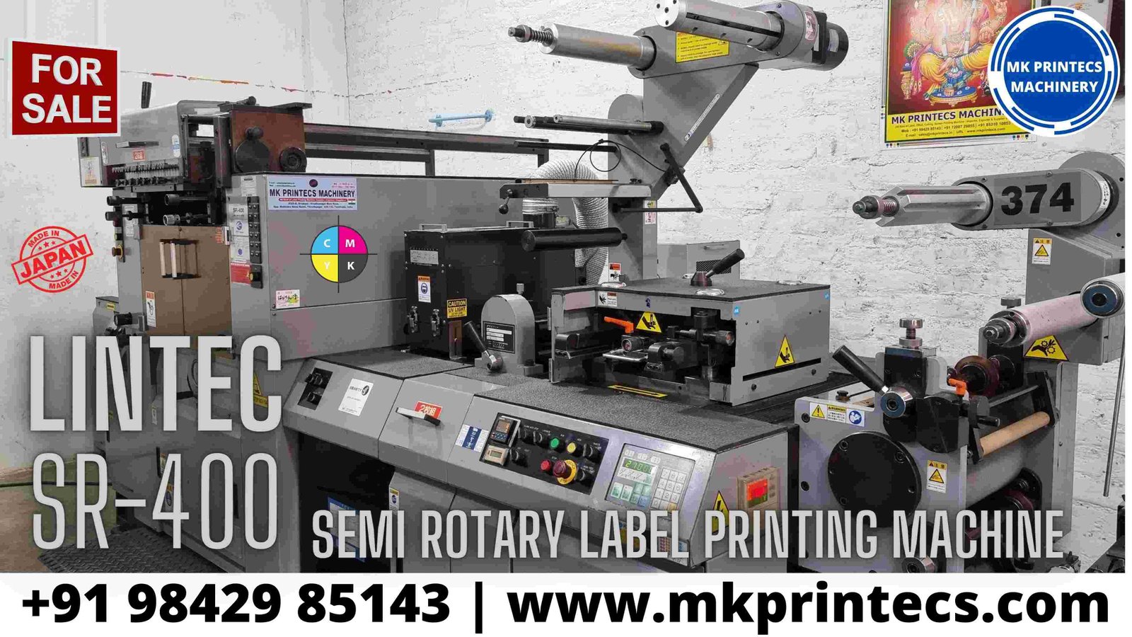 FOR SALE - LINTEC SR 400 JAPANESE SEMI ROTARY LABEL PRINTING MACHINE FROM MK PRINTECS MACHINERY