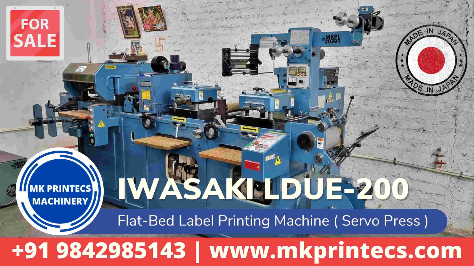 IWASAKI LDUE 200 JAPANESE FLATBED LABEL PRINTING MACHINE FOR SALE FROM MK PRINTECS MACHINERY