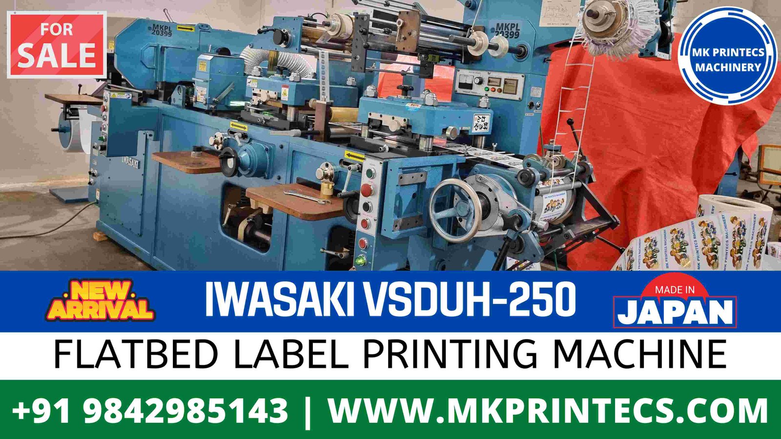 IWASAKI VSDUH 250 LABEL PRINTING MACHINE FOR SALE FROM MK PRINTECS MACHINERY