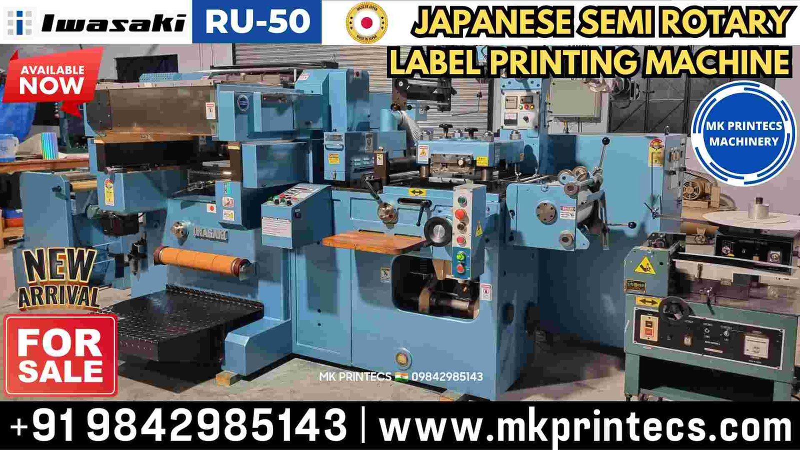 FOR SALE - IWASAKI RU 50 JAPANESE SEMI ROTARY LETTERPRESS LABEL PRINTING MACHINE | OFFER FROM MK PRINTECS MACHINERY | +91 9842985143
